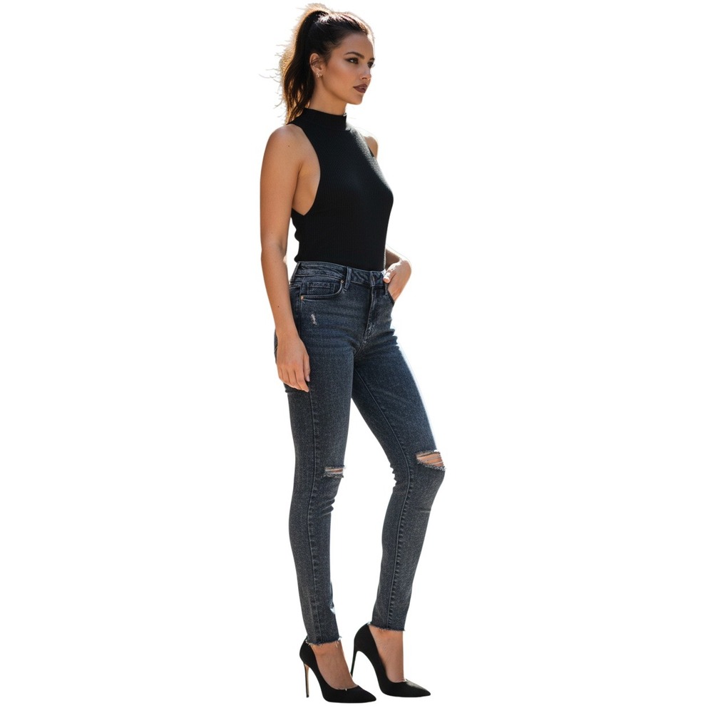 FRAME NWT Le Skinny de Jeanne Jeans 27x29 Dean Rip Drk Acid Wash Distressed $210